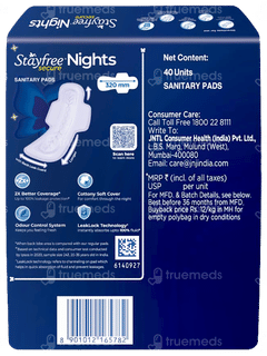 Stayfree Secure Nights Cottony Comfort Xxl Sanitary Pads 40