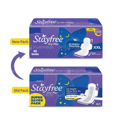Stayfree Dry Max All Night Ultra Dry Xxl Sanitary Pads 42