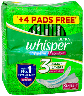 Whisper Ultra Hygiene + Comfort With Soft Wings Xl + Sanitary Pads 44 +4 Pads Free