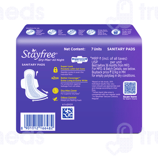 Stayfree Dry Max Xxl All Night Ultra Dry Sanitary Pads 7