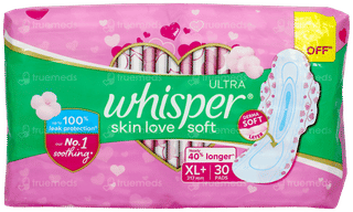 Whisper Ultra Soft Skin Love Soft Xl + Sanitary Pads 30