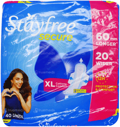Stayfree Secure Nu Cottony Comfort Xl New Protection & Comfort Sanitary Pads 40 Stayfree Secure Nu Cottony Comfort Xl New Protection & Comfort Sanitary Pads 40