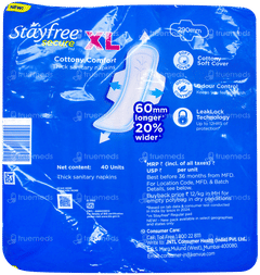 Stayfree Secure Nu Cottony Comfort Xl New Protection & Comfort Sanitary Pads 40