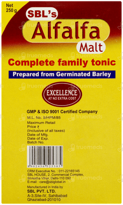 Sbls Alfalfa Malt Chocolate Flavour Complete Family Tonic 250gm