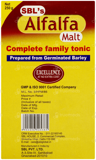 Sbls Alfalfa Malt Chocolate Flavour Complete Family Tonic 250gm