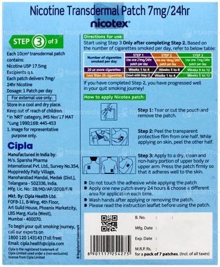 Nicotex 7Mg Nicotine Transdermal Patchs 7
