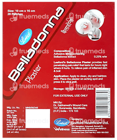 Belladonna Plaster 10cm X 16cm Patches 20