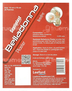 Belladonna Plaster 10Cm X 16Cm Patches 20