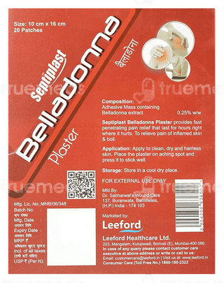 Belladonna Plaster 10Cm X 16Cm Patches 20