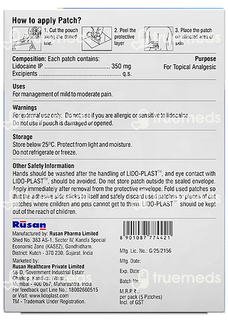 Lido Plast 350 MG Patch 5