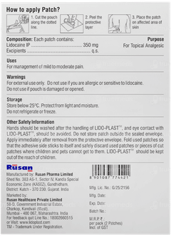 Lido Plast 350Mg Patches 5