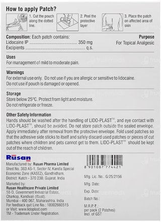 Lido Plast 350Mg Patches 5
