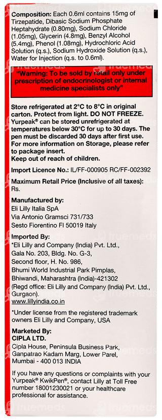 Yurpeak 15mg Kwikpen 2.4ml