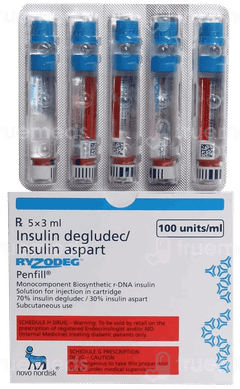 Ryzodeg Penfill 100Iu Cartridges 3Ml Pack Of 5 Injections Ryzodeg Penfill 100Iu Cartridges 3Ml Pack Of 5 Injections