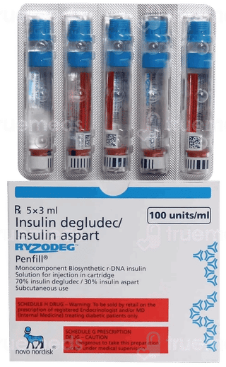 Ryzodeg Penfill 100Iu Cartridges 3Ml Pack Of 5 Injections