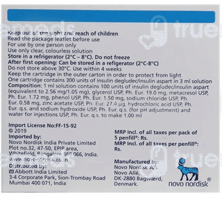 Ryzodeg Penfill 100Iu Cartridges 3Ml Pack Of 5 Injections