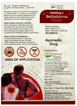 Healings Belladonna Plaster Pack Of 10
