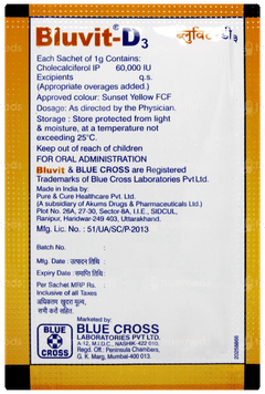 Bluvit D3 Orange Flavour No Added Sugar Sachet 1gm