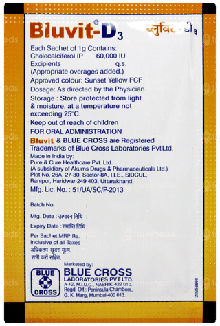 Bluvit D3 Orange Flavour No Added Sugar Sachet 1gm