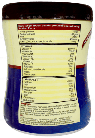 Boss Whey Protein With Dha Chocolate Flavour Powder 200gm