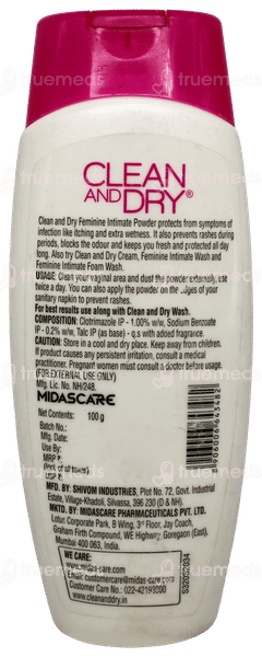 Clean And Dry Feminine Intimate Powder 100Gm