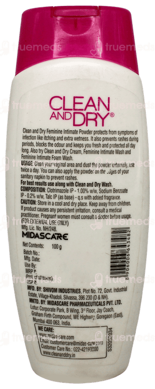 Clean And Dry Feminine Intimate Powder 100Gm