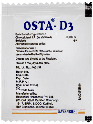 Osta D3 Orange Flavour Sugar Free Sachet 1gm