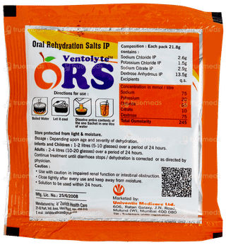 Ventolyte Ors Orange Flavour Sachet 21.8gm
