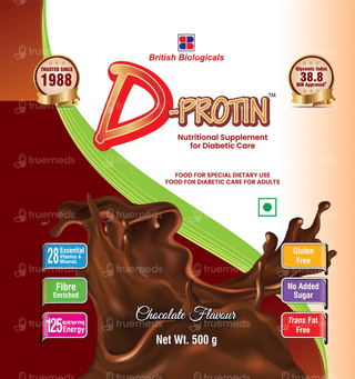D Protin Chocolate Flavour No Added Sugar Powder 500gm