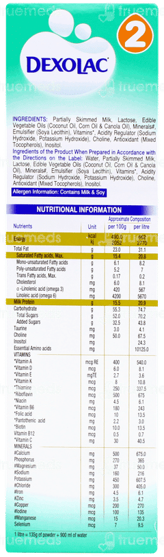 Dexolac 2 6 To 12 Months Follow Up Formula Refill Powder 400gm
