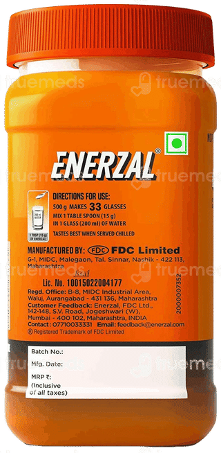 Enerzal Orange Flavour Powder Jar 500Gm