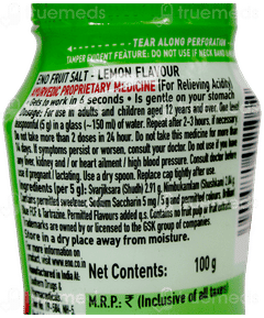 Eno Fruit Salt Lemon Flavour 100Gm