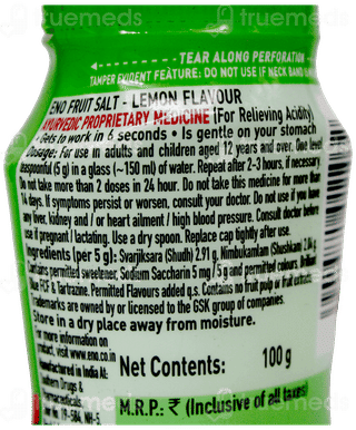 Eno Fruit Salt Lemon Flavour 100Gm