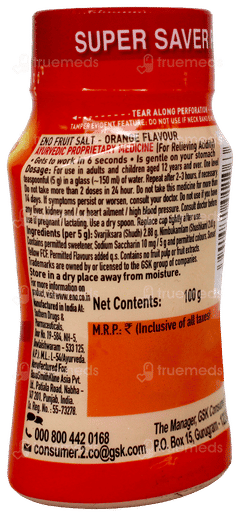 Eno Fruit Salt Orange Flavour 100gm