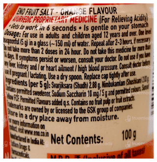 Eno Fruit Salt Orange Flavour 100gm