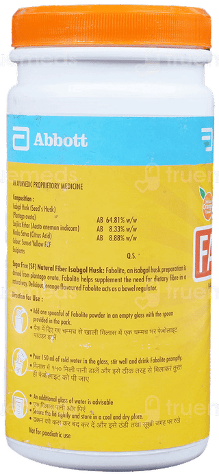 Fabolite Orange Flavour Sugar Free Powder 300Gm