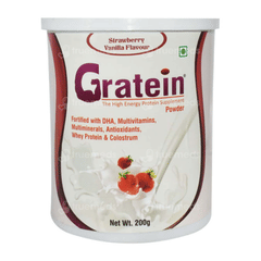 Gratein Strawberry Vanilla Flavour Powder 200Gm