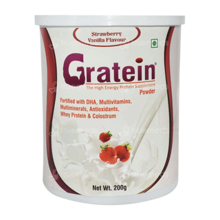 Gratein Strawberry Vanilla Flavour Powder 200Gm