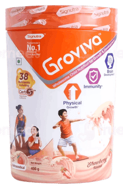 Groviva Strawberry Flavour Powder 400Gm Groviva Strawberry Flavour Powder 400Gm
