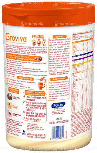 Groviva For Ages 2+ Vanilla Flavour Powder Jar 400gm