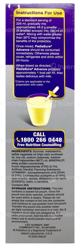 Pediasure Advance + Vanilla Flavour Refill Powder 400Gm