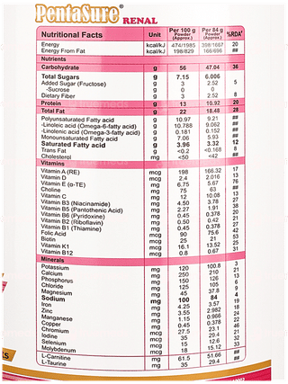 Pentasure Renal Vanilla Flavour Sucrose Free Powder 400Gm