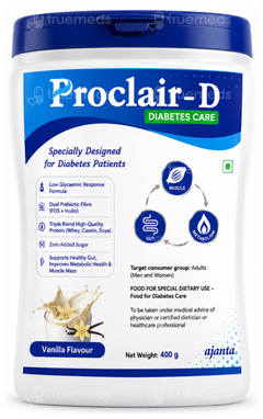 Proclair D Diabetes Care Vanilla Flavour Zero Added Sugar Powder Jar 400Gm