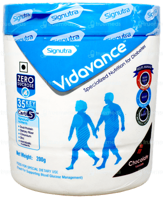 Vidavance Chocolate Flavour Sucrose Free Powder Jar 200Gm