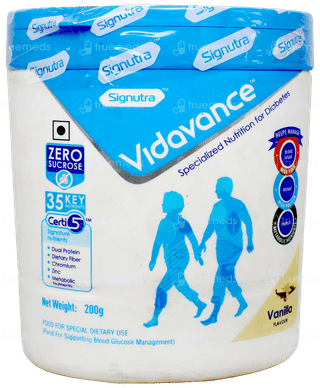 Vidavance Vanilla Flavour Sucrose Free Powder Jar 200Gm