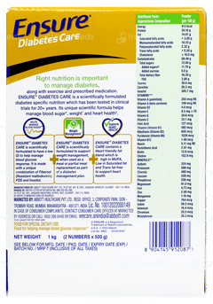 Ensure Diabetes Care Vanilla Flavour Zero Added Sucrose Refill Powder 1kg