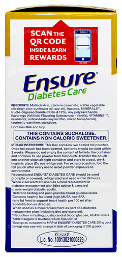 Ensure Diabetes Care Vanilla Flavour Zero Added Sucrose Refill Powder 1kg