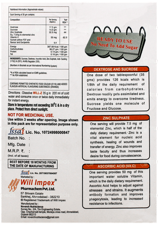 Will Z Orange Flavour Powder 105Gm