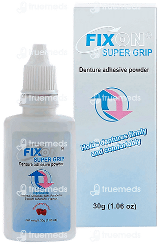 Fixon Super Grip Strawberry Flavour Denture Adhesive Powder 30gm