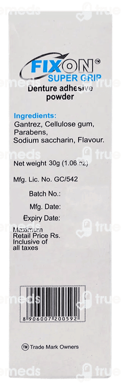 Fixon Super Grip Strawberry Flavour Denture Adhesive Powder 30gm